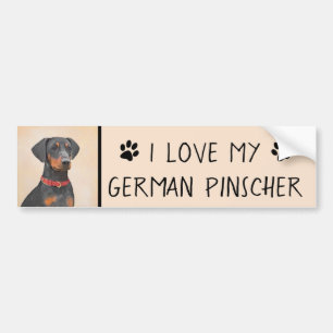 Duitse Pinscher Schilderij Originele Dierenkunst Bumpersticker