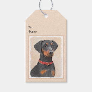 Duitse Pinscher Schilderij Originele Dierenkunst Cadeaulabel