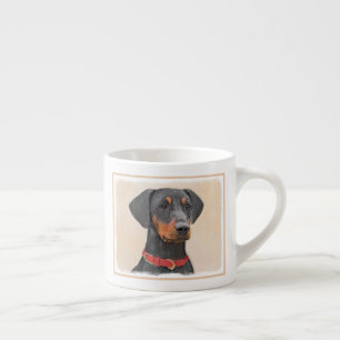 Duitse Pinscher Schilderij Originele Dierenkunst Espresso Kop