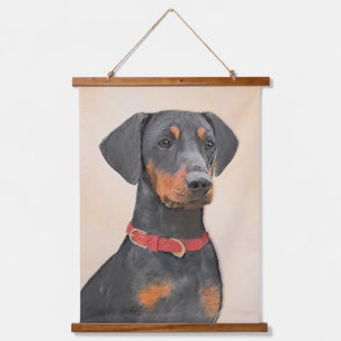 Duitse Pinscher Schilderij Originele Dierenkunst Hangend Wandkleed