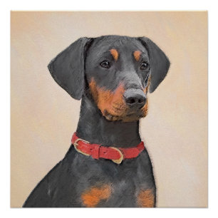 Duitse Pinscher Schilderij Originele Dierenkunst Perfect Poster