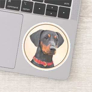 Duitse Pinscher Schilderij Originele Dierenkunst Sticker
