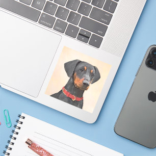 Duitse Pinscher Schilderij Originele Dierenkunst Sticker
