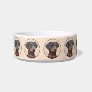 Duitse Pinscher Schilderij Originele Dierenkunst Voerbakje