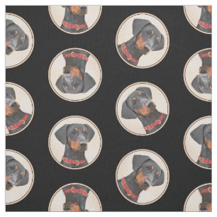 Duitse Pinscher Schilderij Zwart Originele Hond Ar Stof