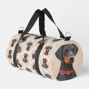Duitse Pinscher Schilderij Zwart Originele Honden Plunjezak