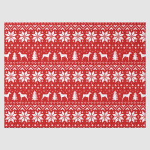 Duitse Pinscher Silhouetten Kerstpatroon Rood Tissuepapier