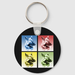 Duitse Pop Shepherd Dog Art Sleutelhanger