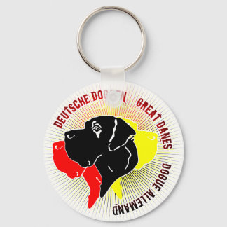 Duitse reuzenhonden Zwart Rood Goud Sleutelhanger