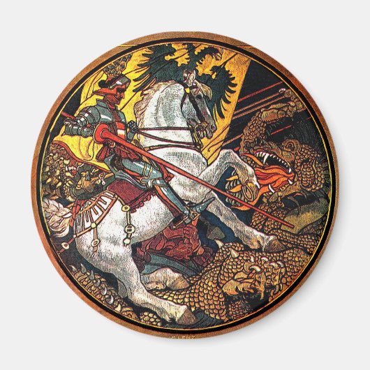 Duitse ridder en draak - Magneet (Voorkant)