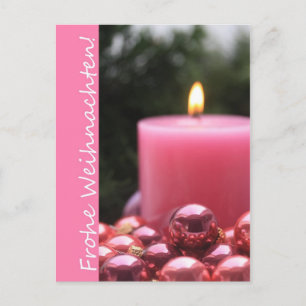 duitse roze ornament kerstkaart feestdagenkaart