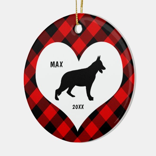 Duitse schapenhoudernaam + datum Rood Pset Keramisch Ornament (Links)