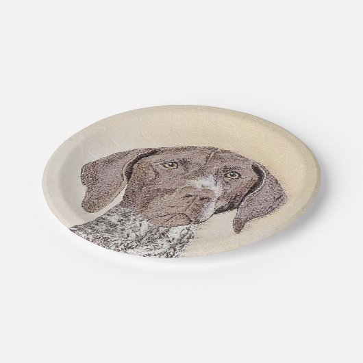 Duitse schilderkunst met horthaired-aanwijzer papieren bordje (Gekanteld)