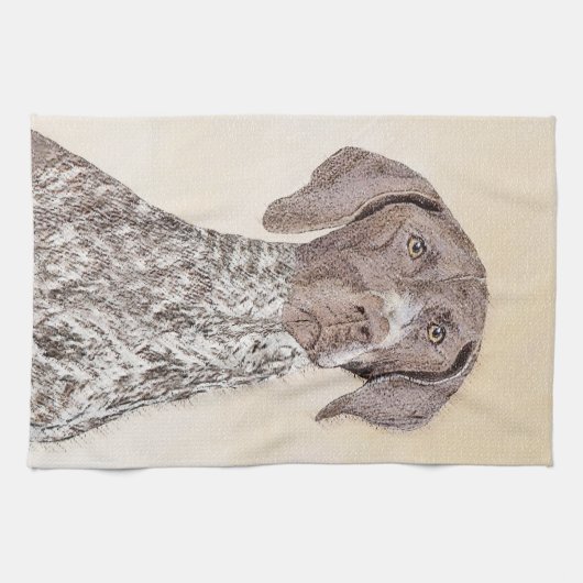 Duitse schilderkunst met horthaired-aanwijzer theedoek (Horizontaal)