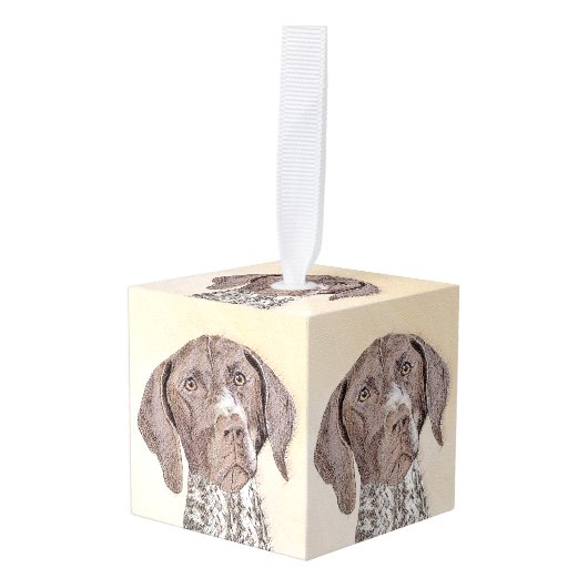Duitse schilderkunst met horthaired pointer kubus ornament (Voorkant hoekig)