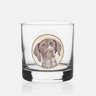 Duitse schilderkunst met horthaired pointer whisky glas