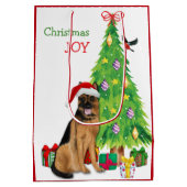 Duitse Shepherd Dog Santa Hat en kerstboom Medium Cadeauzakje (Achterkant)