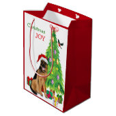 Duitse Shepherd Dog Santa Hat en kerstboom Medium Cadeauzakje (Achterkant Gekanteld)