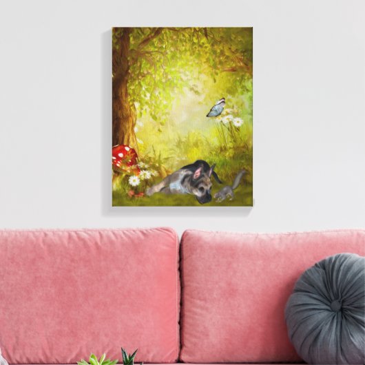 Duitse Shepherd Puppy Fantasy Dog Art Canvas Afdruk (Insitu (Woonkamer))