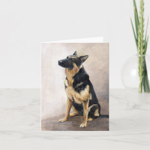 Duitse Shepherd Sitting Dog Art Note Card Kaart