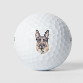Duitse Shepherd Sketched Dog Art Golfballen