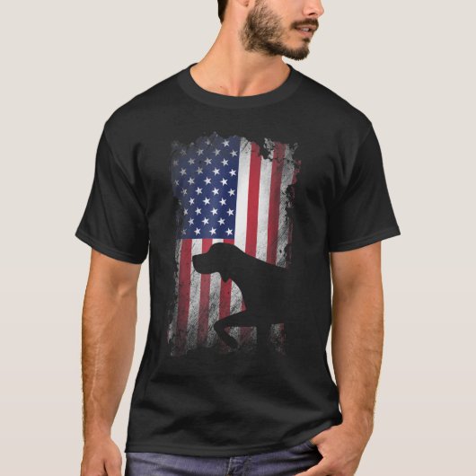 Duitse Shorthaired Pointer-Amerikaanse vlag T-shirt (Voorkant)