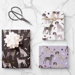 Duitse Shorthaired Pointer Dog Bone en Paw Print Inpakpapier Vel