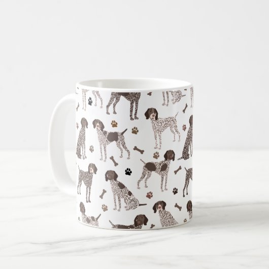 Duitse Shorthaired Pointer Dog Bone en Paw Print Koffiemok (Voorkant links)