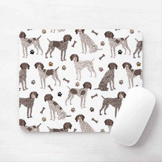 Duitse Shorthaired Pointer Dog Bone en Paw Print Muismat (Met muis)