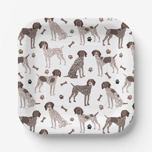 Duitse Shorthaired Pointer Dog Bone en Paw Print Papieren Bordje (Voorkant)