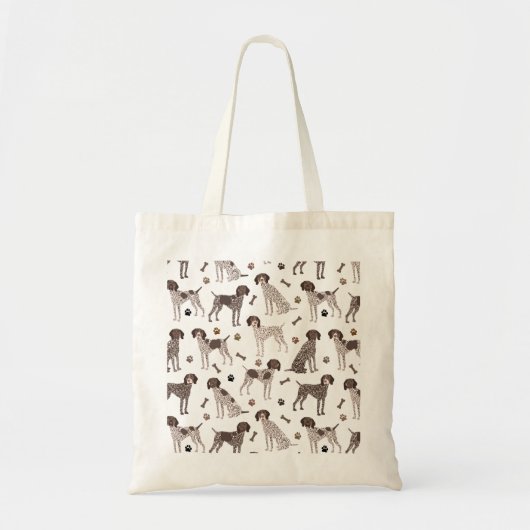 Duitse Shorthaired Pointer Dog Bone en Paw Print Tote Bag (Voorkant)