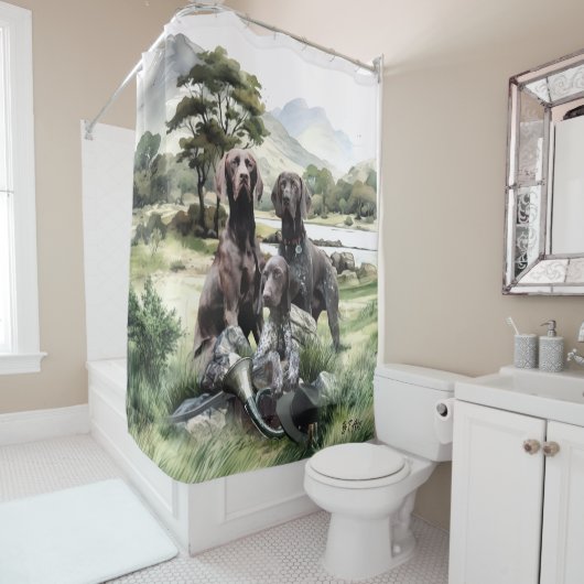 Duitse Shorthaired Pointer Douchegordijn (In situ)
