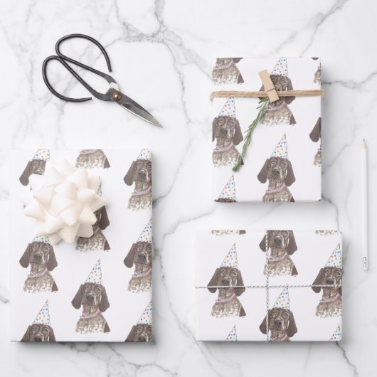 Duitse Shorthaired Pointer GSP Dog Waterverf Art Inpakpapier Vel (Voorkant)