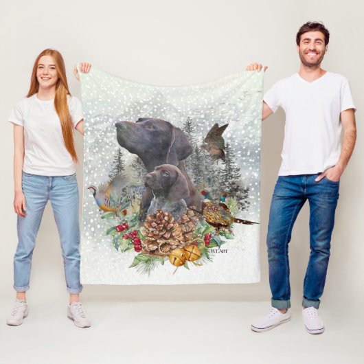 Duitse Shorthaired Pointer in de winter Fleece Deken (In situ)