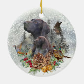Duitse Shorthaired Pointer in de winter Keramisch Ornament (Achterkant)
