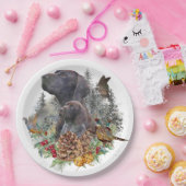 Duitse Shorthaired Pointer in de winter Papieren Bordje (Feest)