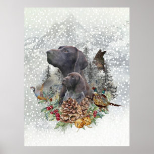 Duitse Shorthaired Pointer in de winter Poster
