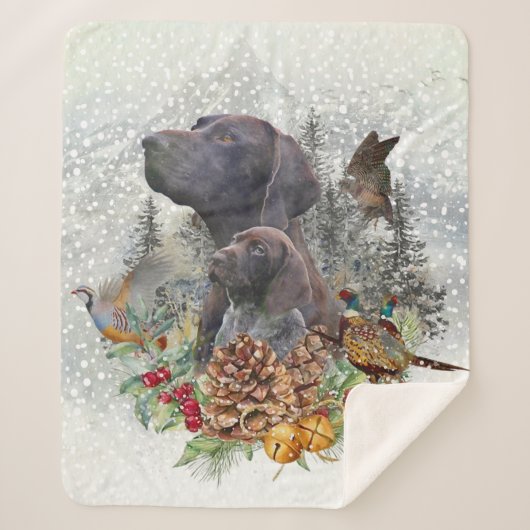 Duitse Shorthaired Pointer in de winter Sherpa Deken (Voorkant)