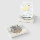 Duitse Shorthaired Pointer in de winter Stenen Onderzetter (Zijkant)