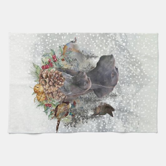 Duitse Shorthaired Pointer in de winter Theedoek (Horizontaal)