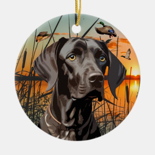 Duitse Shorthaired Pointer-kerstversiering Keramisch Ornament (Voorkant)