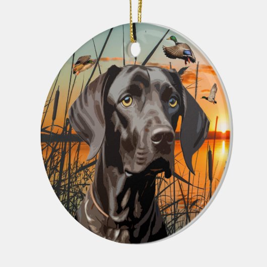 Duitse Shorthaired Pointer-kerstversiering Keramisch Ornament (Links)