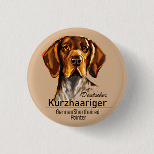 Duitse Shorthaired Pointer Kurzhaar Sleutelhanger Ronde Button 3,2 Cm
