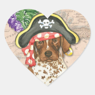 Duitse Shorthaired Pointer Pirate Heart Sticker