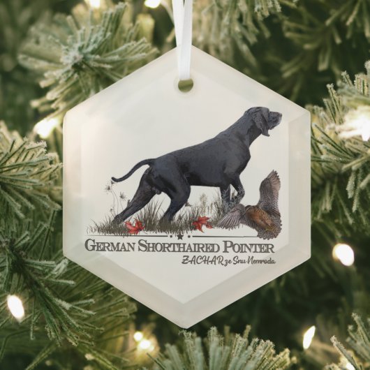 Duitse Shorthaired Pointer, ZACHAR Tapestry Poster Glas Ornament (Insitu)