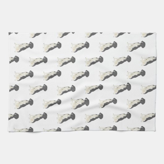 Duitse Shorthaired Pointer (zwart-wit) Theedoek (Horizontaal)