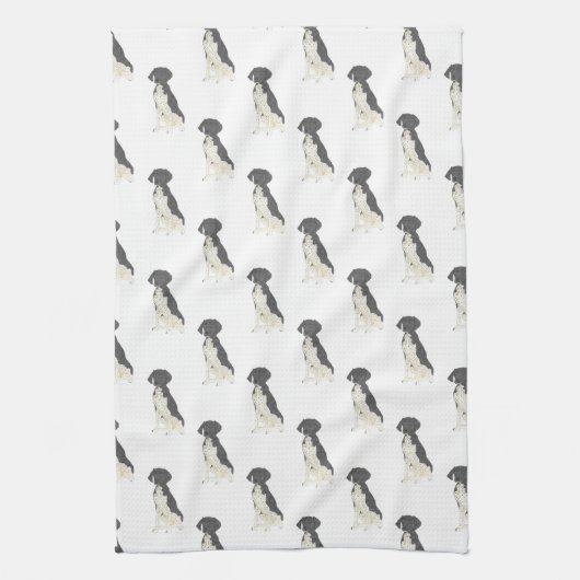Duitse Shorthaired Pointer (zwart-wit) Theedoek (Verticaal)
