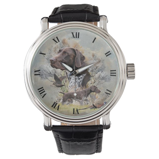 Duitse Shorthaired Pointers Horloge (Voorkant)