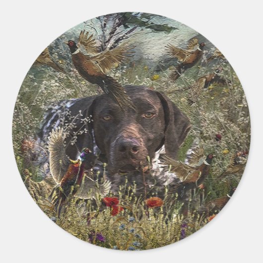 Duitse Shorthaired Pointers Ronde Sticker (Voorkant)