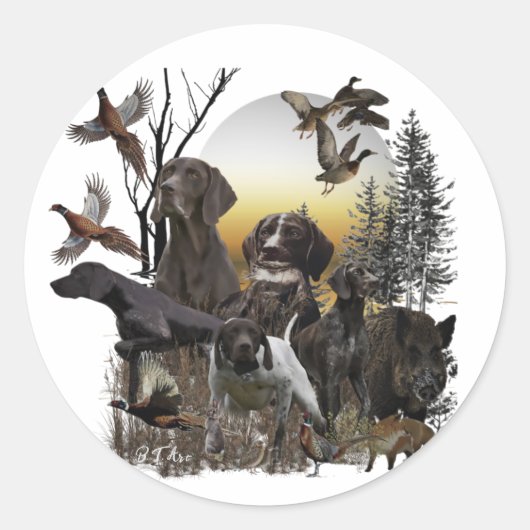 Duitse Shorthaired Pointers Ronde Sticker (Voorkant)